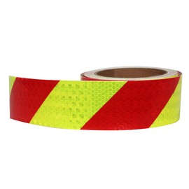 Reflective Tape Conspicuity Waterproof Yellow/Red Safety Caution Strips Tape Outdoor, Reflector Hazard Tape Stickers, Trailer Reflectors 2” X 30ft