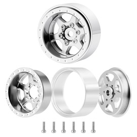 RCMAZO 4pcs Aluminum 1.0" Beadlock Wheel Hub Negative Offset 1.0" Wheel for 1/24 Axial SCX24 AX24 FCX24 TRX4M Redcat Ascent-18 1/18 RC Crawler Car Upgrade (Silver)