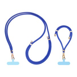 sourcing map Phone Lanyard, 1pcs Crossbody Phone Strap 1pcs Wrist Strap Kit with 2 Pads Adjustable Anti Theft Cellphone Lanyard for Keys ID Badges Phones Wallet, Blue