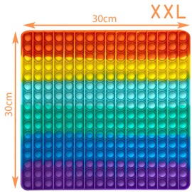KUNSTIFY XXL Pop Rainbow 30 cm Fidget Toy Anti-Stress Toy for Adults Children Anti-Stress Pop Large Figetttoys Fidget Toy Set Figet Bubble Push Pop XXL Rainbow Square 30 cm