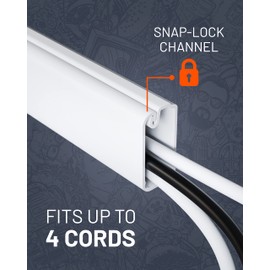 ECHOGEAR Cord Cover Raceway Kit - Peel & Stick Channel with 10' of Cable Hiders - includes Connector Pack to Customize Your Cable Management - White