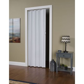 LTL Home Products Via 36 by 80 Inch Vinyl Panel Single Folding Accordion Door with Flexible Hinges for Home and Office Interiors, White Mist