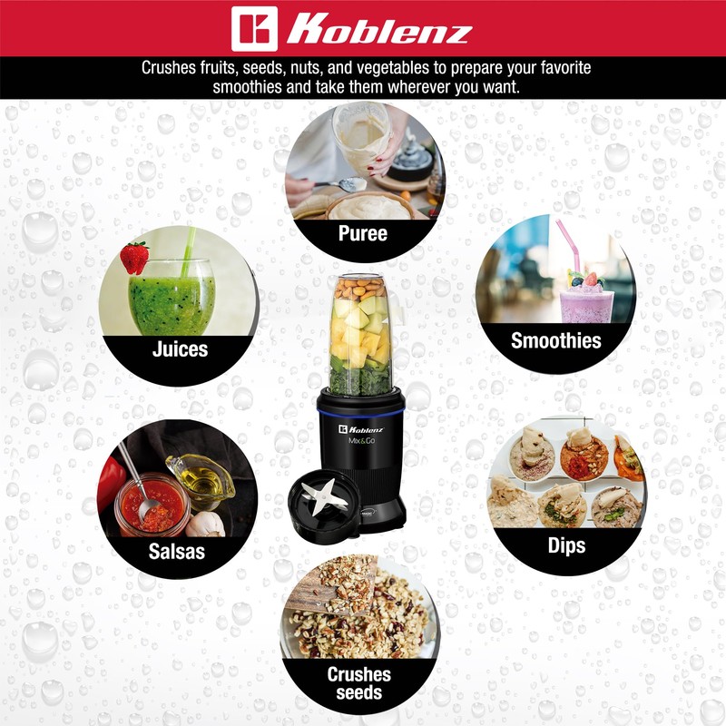 Koblenz Mix&Go Personal Blender, Portable Size Blender for Shakes and