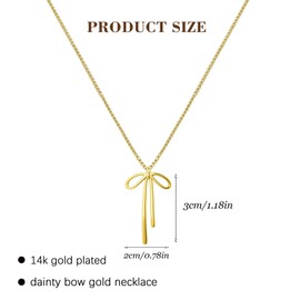 Auiremrti 14 carat gold-plated necklace, gold chain for women, gold bow chain, cute necklace with bow pendant, choker necklaces for women with jewellery box, gold