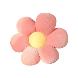 ACYOUNG Flower Floor Cushion Tatami Flower-Shaped Plush Decor Comfortable Seat Cushion for Children's Room Home Sofa Decoration (50 x 50 cm, Pink & Yellow - a)