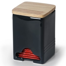 QUXIJA Ceramic Tea Bag Storage Organizer Caddy Holder with Lid 3.7-Inch (Navy)