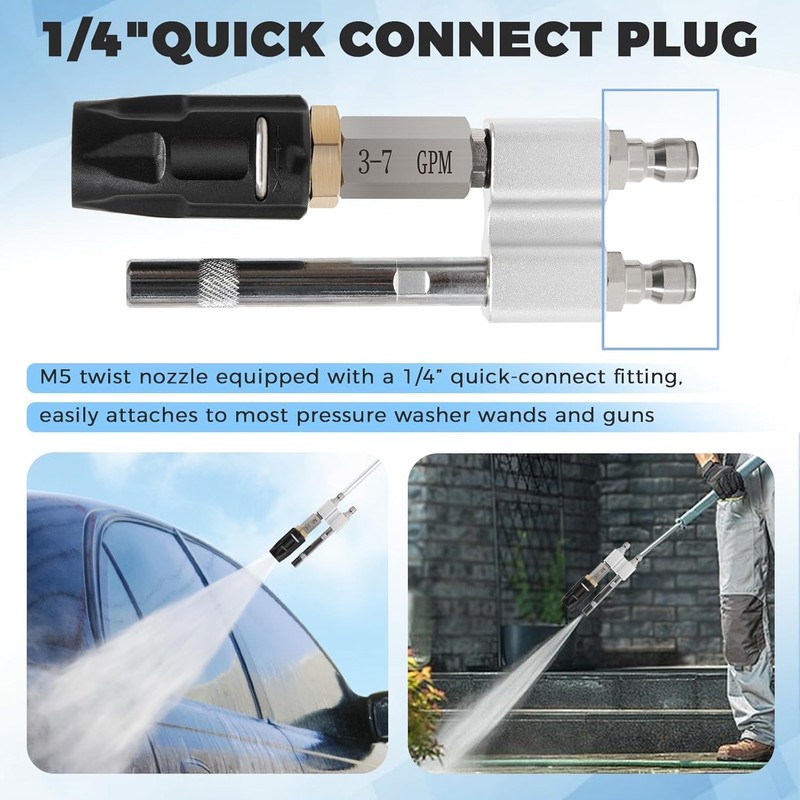 Adjustable Shooter Tip M5 Twist Nozzle for Pressure Washer, 3-7