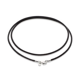 Miabella Genuine 2mm Black or Brown Italian Leather Cord Chain Necklace for Men Women with 925 Sterling Silver Clasp Made in Italy (Black, 18)