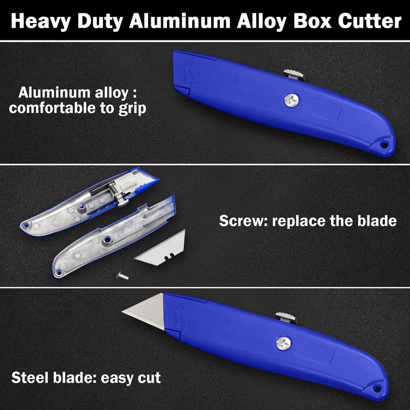 Lasnten 12 Pcs Box Cutter Bulk Retractable Utility Knife Heavy