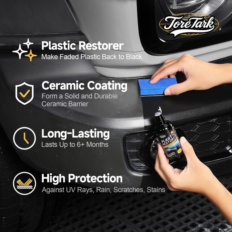 Toretark Plastic Restorer for Cars, Not a Dressing, Black Trim