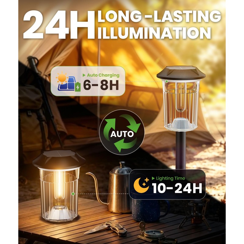 BITPOTT Solar Lights Outdoor Waterproof, 8 Pack Solar Pathway Lights