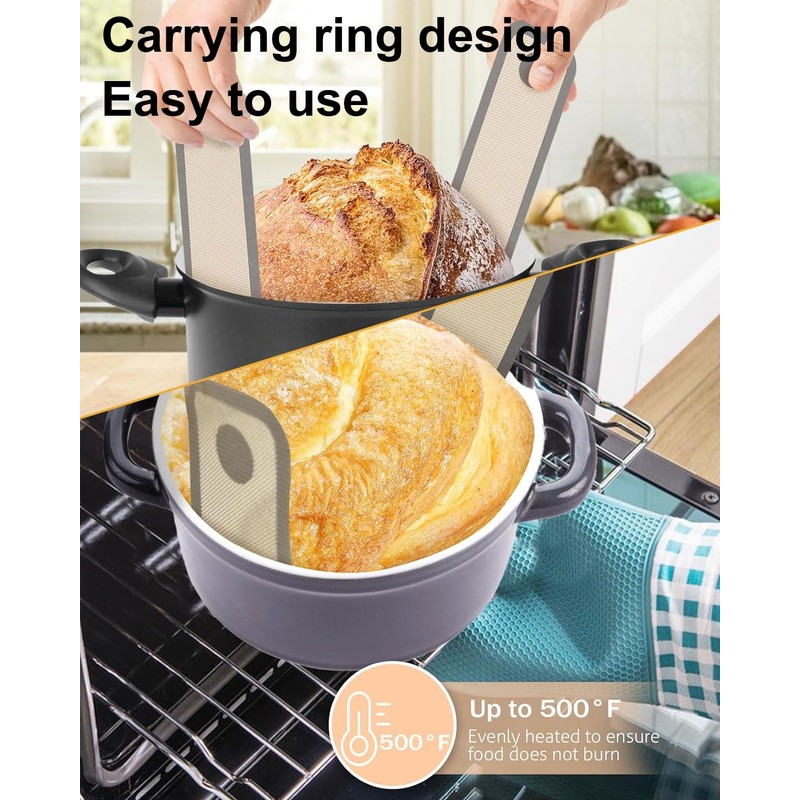 TPZORJX 2 Stück Silikon Backmatte für Dutch Oven,Wiederverwendbare Backmatte Brot