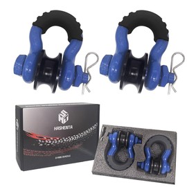 HASHENTA Upgraded Snatch Block,2 Pack 3/4" D Ring Shackle 41887lbs Breaking Strength with Towing Pulley Ring,for Off Road Jeep Truck ATV & UTV Vehicle Recovery (Bule)