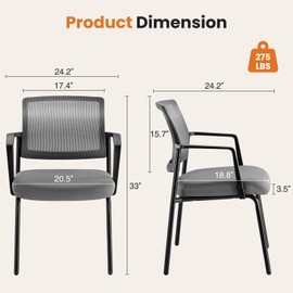 Elevon Mesh Back Stacking Arm Chairs, Upholstered Fabric Stacking Chairs, Sturdy Metal Office Chairs, Easy to Use and Store, Outdoor and Indoor, for Home, School, Party, Church