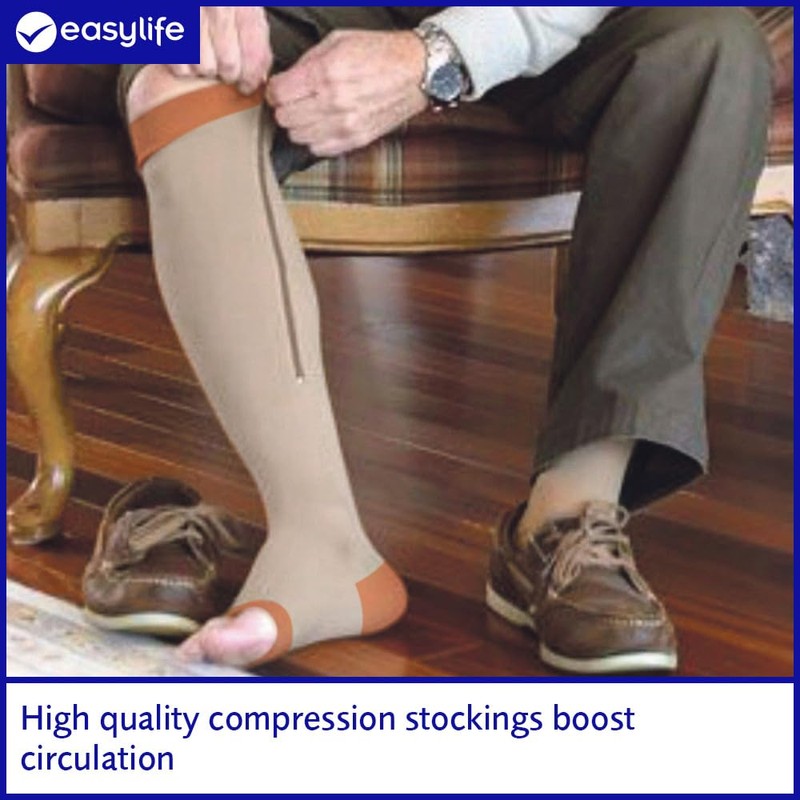 Easylife Vital Socks, Compression Stockings, Flight Socks, XXL, Zip Closure
