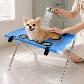 Foldable Pet Grooming Bath Table for Dogs & Cats – Portable Washing, Drying & Trimming Station with Adjustable Safety Harness