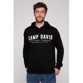 Camp David Men's Basic Hoodie with Logo Print, black, XL