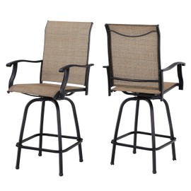 Sophia & William Outdoor Patio Bar Stools Swivel Bar Stool 2 Pack High Back Patio Bar Chairs Textilene Patio Furniture Set Bar Height All Weather for Lawn Garden Backyard Pool Supports 300lbs