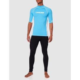 Cressi Rash Guard Man Short/SL - Men's Rash Guard Short Sleeves Made of Elastic UV Protection (UPF) 50+, Light Blue/White, XXXL/7 (58)