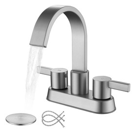 Senhozi 2 Handle Bathroom Faucets 3 Hole Brushed Nickel, Centerset Bathroom Sink Faucet with Pop up Drain and 2 Supply Lines, Modern Vanity RV Faucet, SE-0048-BN