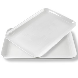 DELLING Large Serving Platter, 18" x 12.3" Serving Tray-Set of 2, White Platters for Serving Food, Serving Trays for Party, Fruit, Appetizer, Serving Trays for Entertaining at Parties and Weddings