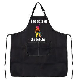 LEVLO The Boss Of The Kitchen Apron Bruuuuce Singer Inspired Gift Rock Music Fans Gifts Adjustable Cooking Baking Apron (The boss of apron uk)