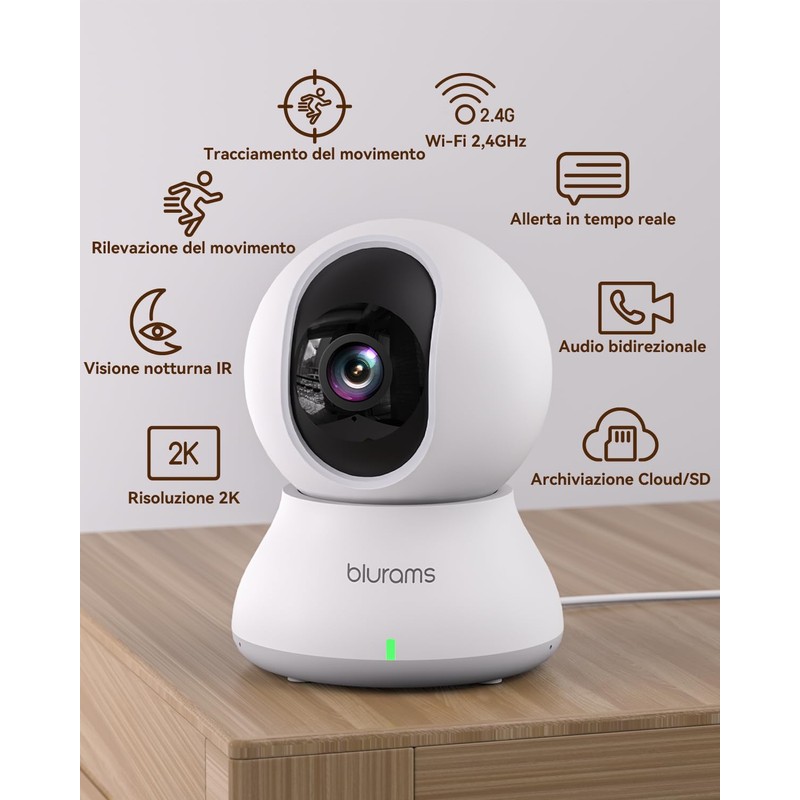 blurams 2K Indoor Surveillance Camera, 360° WiFi Camera + 64G