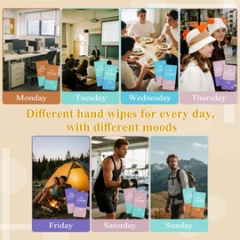 7 Days Hand Wipes | Wet Wipes Individually Wrapped | Hand Sanitizer Wipe | Travel Essentials | Work Classroom Must Haves| 2 Pack 112 Counts