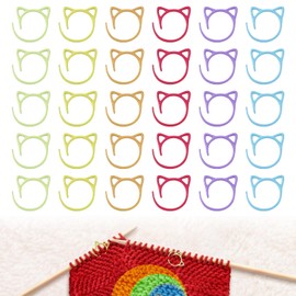 YANHUILAY Stitch Markers, 6 Colors, 30 Pieces, Knitting Markers, Crochet Markers, Cute, Cat Ears, Knitting Tools, DIY Tools, Convenient to Carry, Crafts, Yarn, For Garment DIY Sewing Knitting Supplies