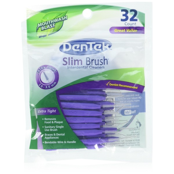 DenTek Slim Brush Limpiadores interdentales 32 unidades (paquete de 3)