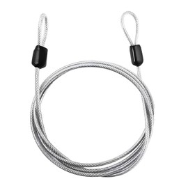 PUSNMI Security Cable Lock, 6.6ft x 2.5mm Steel, Stainless Steel Wire Rope with Double Loop - Silver
