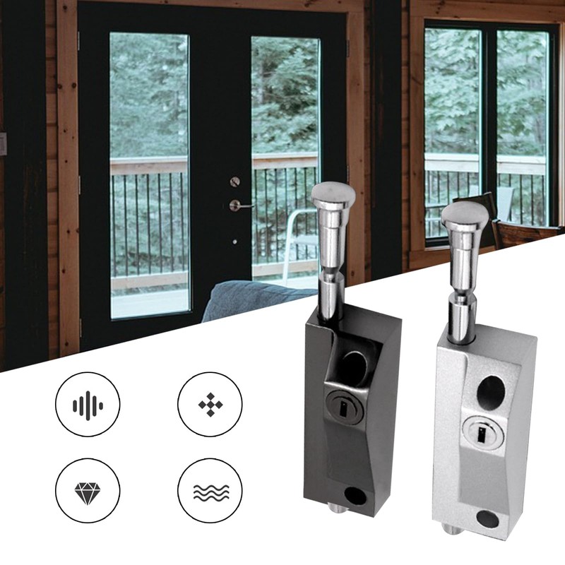 MY MIRONEY Black Sliding Door Lock for Window Glass Patio