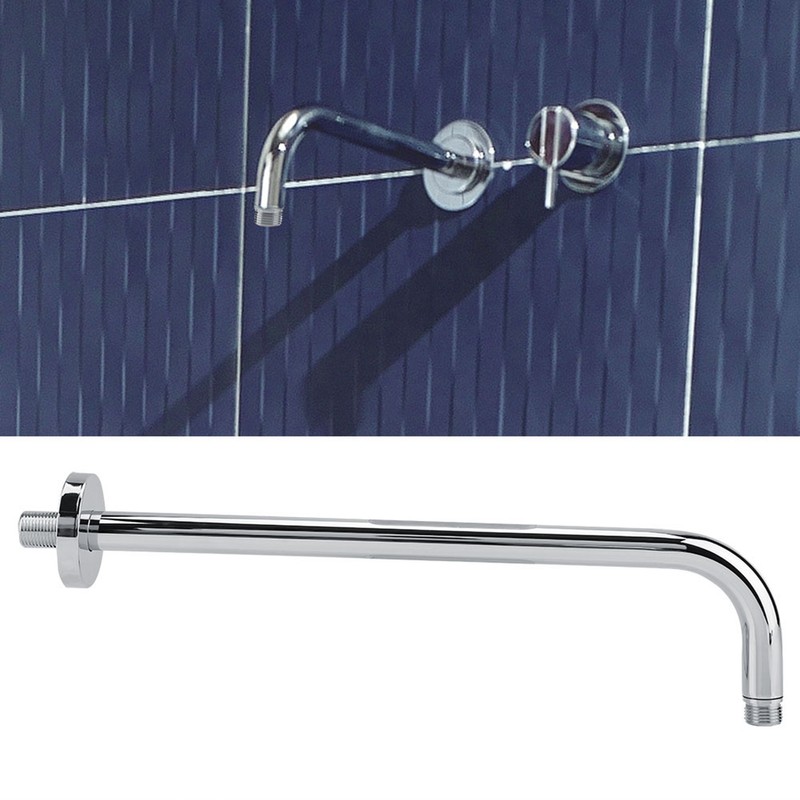 Extra Long Stainless Steel Shower Rain Head Arm Replacement Flange