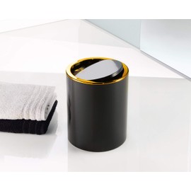 Kleine Wolke Golden Clap Cosmetic Bin, ABS, Black, 5 L, Cylindrical