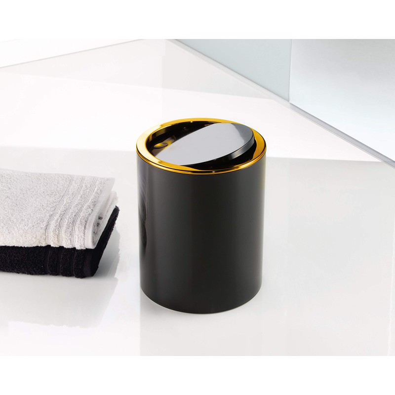 Kleine Wolke Golden Clap Cosmetic Bin, ABS, Black, 5 L,