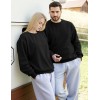 Men's Casual Long Sleeve Crewneck Solid Polyester Cotton Blend Pullover
