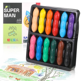 KWJEIULSOQ Jolly Wax Crayons for Toddlers, Toddlers, Waterproof Wax Crayons, Peanut Pencil, Safe Colouring Pencils for Children, Graffiti, DIY Crafts and Painting, Pack of 12