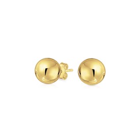 Simple Classic Style Hollow Childrens Round Ball Stud Earrings 14K Gold 3MM