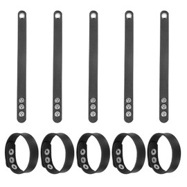 sourcing map 10 Pcs Plain Leather Bracelets Leather Snap Bracelets Adjustable Blank Wrist Cuffs DIY Craft Wristbands for Men Women Jewelry Making, Black