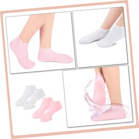 WOONEKY 2 Pairs Moisturizing Foot Socks for Women Sebs Softening Spa Socks Elastic Boat Design for Dry Cracked Skin Care for Daily Use and Travel