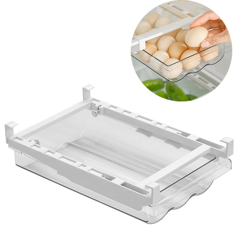 katmerio Fridge Organiser, Extendable Fridge Drawer Organiser, Fridge Storage Box,