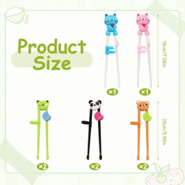 8 Pairs Training Chopsticks for Kids, Beginners Learning Chopsticks, Cute Tableware Reusable,Animal Pattern, Right or Left Handed