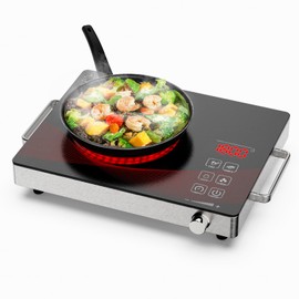 Borrallio Portable Electric Stove 1800W, 110V Ceramic Hot Plate, Single Burner Cooktop with Knob Control, Timer, Safety Lock, Portable Cooking for Home, Office, RV