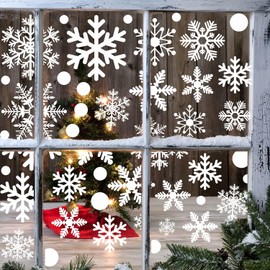 114 Pieces Window Decoration Snowflakes Christmas Window Stickers for Winter Parties Snowflakes Window Pictures PVC for Doors Shop Window Display Cabinets Glass Fronts Winter Decoration Christmas