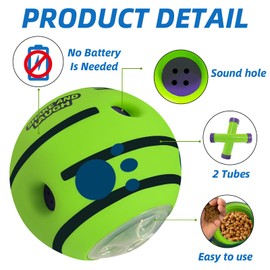 SHAKE AND LAUGH Interactive Puzzle Dog Treat Ball, Treat Dispensing Enrichment Dog Toys Ball, S, 3.14 in (8 cm)