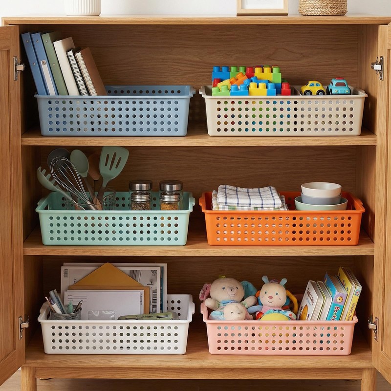 Carperipher 10 Pack Plastic Storage Baskets,Turn-in Paper Trays Classroom with