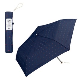 Wpc. Air-Light Cherry Navy Rain Umbrella, Folding Umbrella, Ultra-Lightweight, 21.7 inches (55 cm), 4.05 ounces (115 g), Commuting, School, Travel, Simple, Fashionable, Cute, Women's, Retro, Cherry