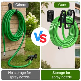 Garden Hose Holder Wall Mount - Metal Hose Hanger with Hook Heavy Duty Garden Hose Reel Sturdy Water Hose Holders for Outside Yard Lawn Storage