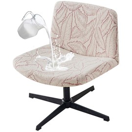 Buenanir Armless Office Chair Cover Waterproof Criss Cross Chair Slipcover Jacquard Mid Back Accent Chair Cover Vanity Slipper Swivel Chair Protector for Living Room Pink