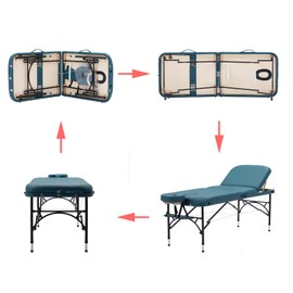 Artechworks 28" Width 3 Folding Portable Lightweight Massage Table Facial Salon Spa Tattoo Bed with Aluminium Leg for Home Office Living Room, Teal Green Color